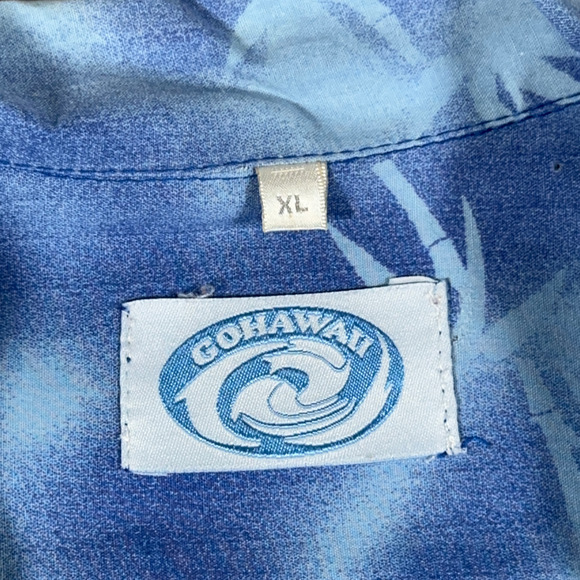 Vintage Hawaiian Shirt Adult LARGE Blue Go Hawaii Aloha Parrot Beach Surf 80s - Picture 4 of 9